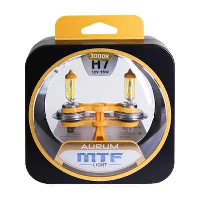 Лампа H7 55W 64210 AURUM 3000 (к-т 2ед.) желтый свет 