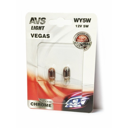 Лампа WY5W (желтая) AVS Vegas  хром (2шт)
