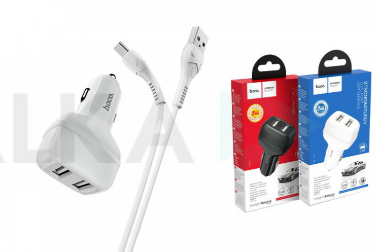 Зарядное устройство в прикуриватель с дисплеем 2 USB 2.4А