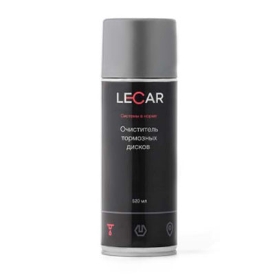 Очиститель тормозов LECAR 520 мл аэрозоль тормозных дисков lecar000010611