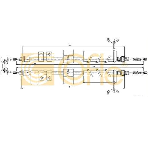Трос ручника (к-т 2шт, L1784/1588, задние барабан)