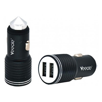 Зарядное устройство 2*USB(в прикуриватель, черный) 3000mA с вольтметром AVS UC523