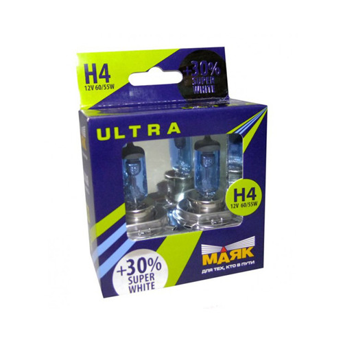 Лампа H4 60/55W 64193 Маяк комплект 2 шт (Super White, +30% света)